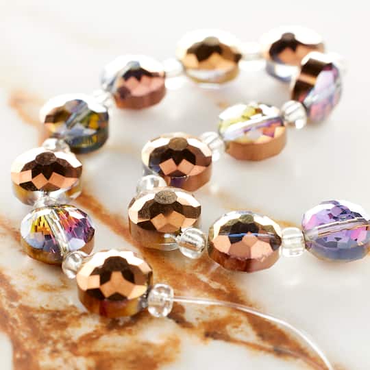 12 Pack: Bronze Mix Glass Large Faceted Round Beads by Bead Landing™